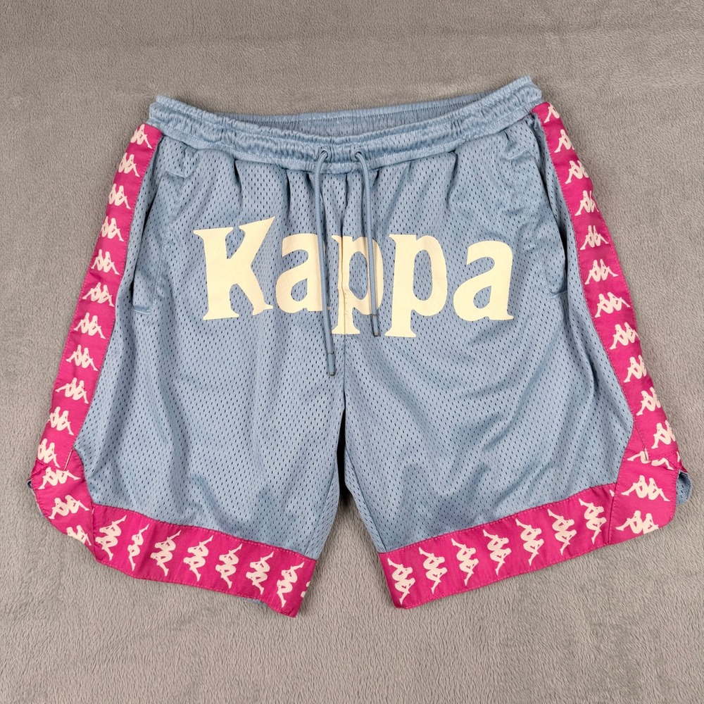 Kappa Mens Mesh Basketball Shorts Blue Magenta Logo Tape XL